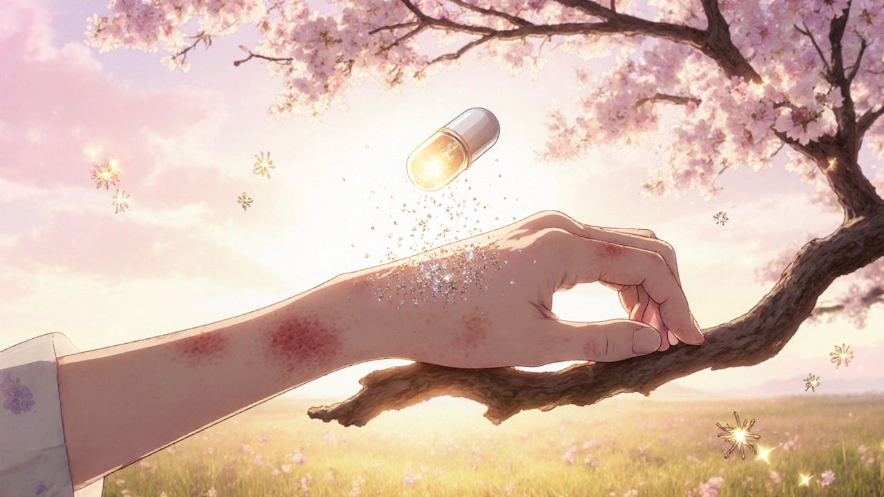 Peau guérie, éclatante, avec une capsule lumineuse flottant au-dessus, style anime isekai.