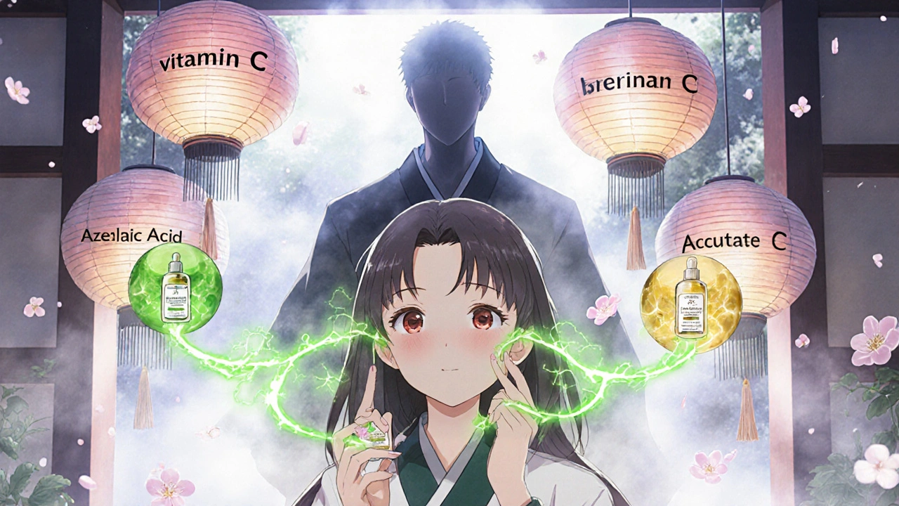 Routine de soins apaisante avec des crèmes lumineuses, sous des lanternes et des pétales de cerisier.