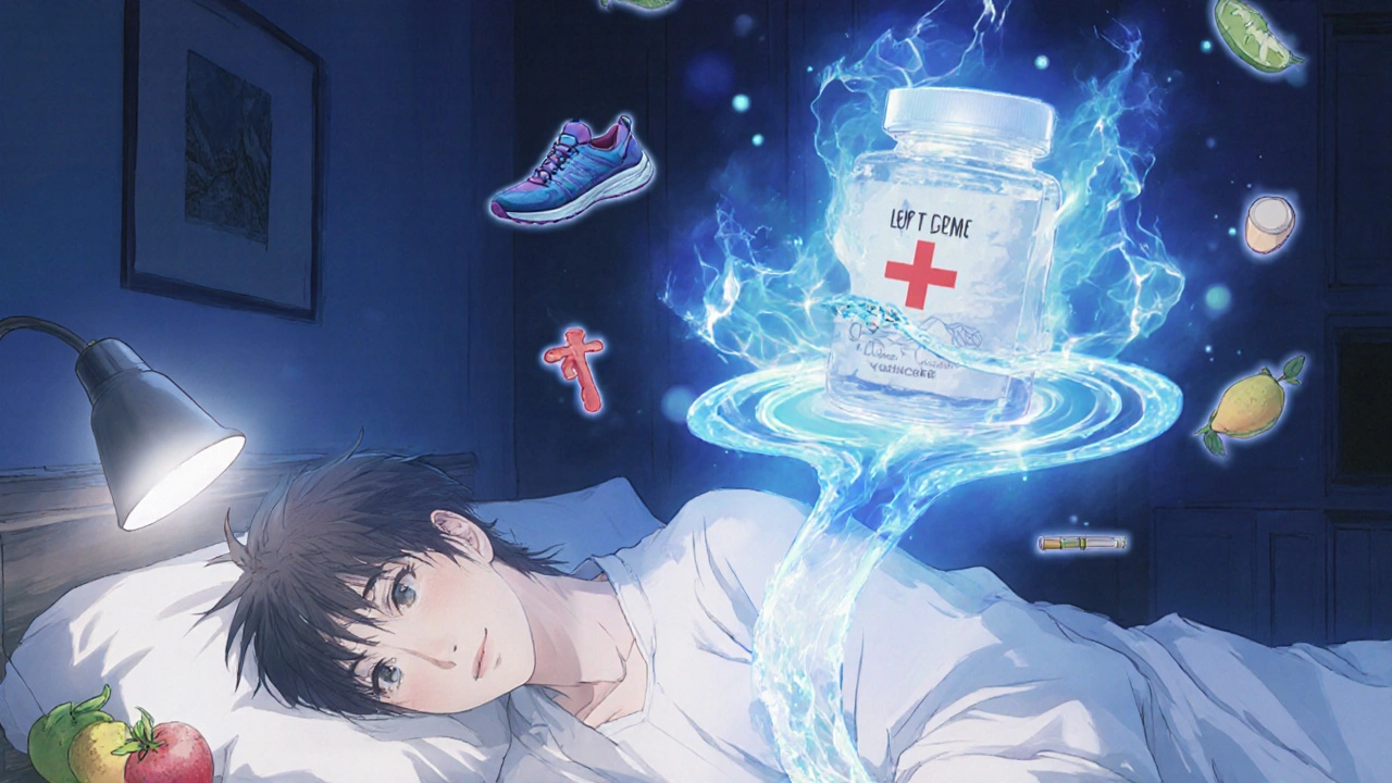 Un homme endormi avec un esprit lumineux de Tadarise Pro au-dessus de lui, symbolisant une efficacité continue.