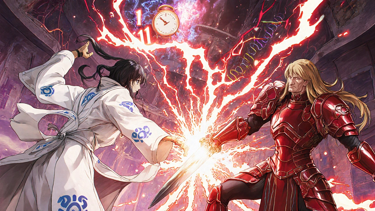 Bataille dans une cellule cancéreuse : une épée bloque la voie PI3Kα mutée.