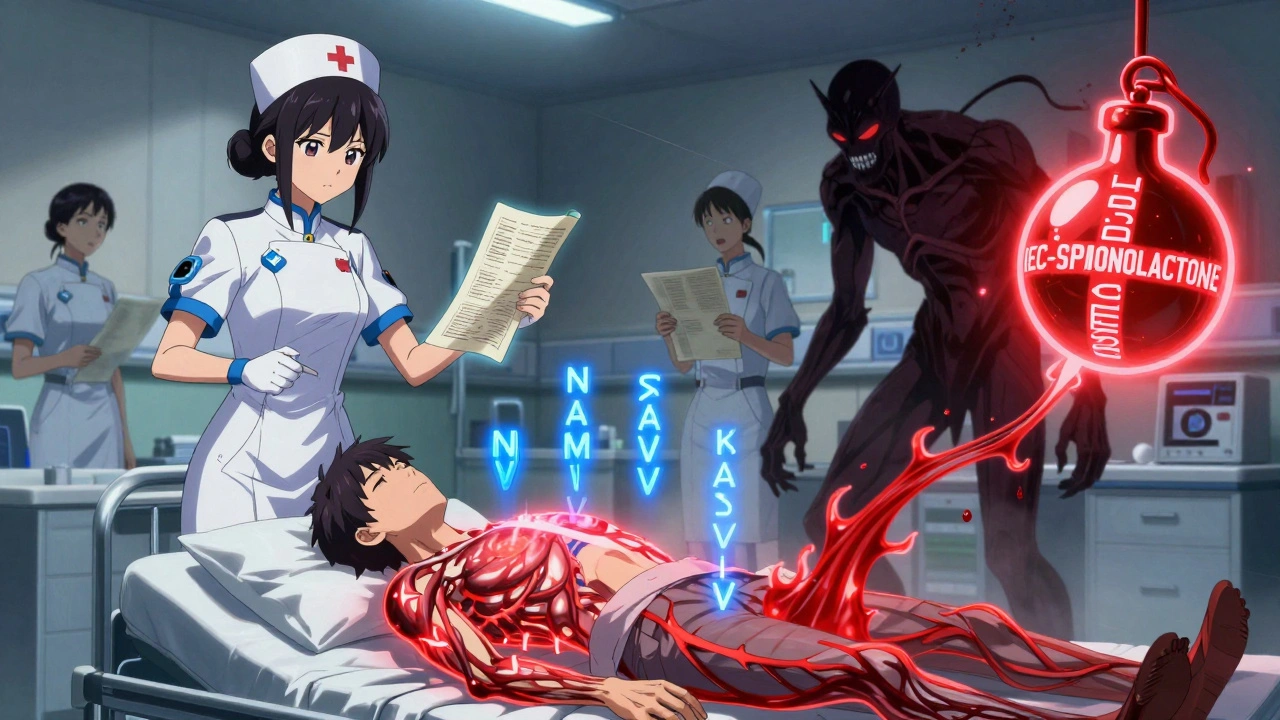 Bataille médicale dans un hôpital magique où un patient affiche des pics de potassium rouges et un démon AINS détruit le flux rénal.