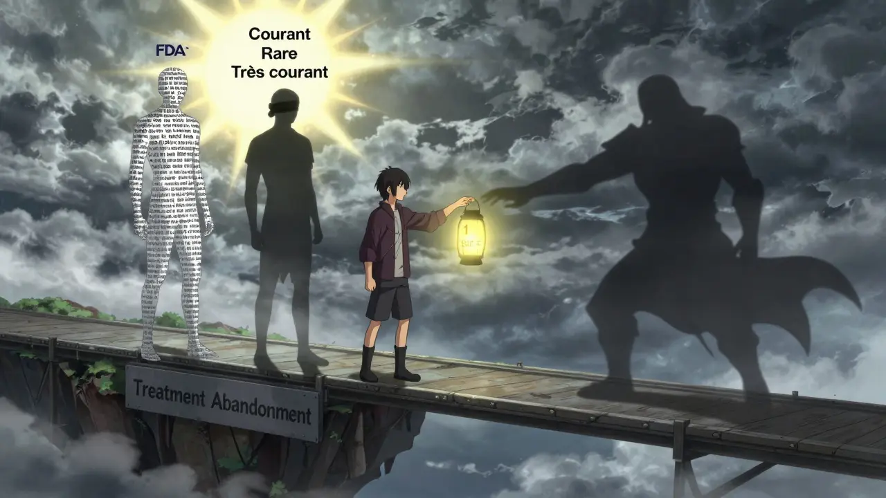 Un patient atteint d’un pont flottant vers la confiance, entouré de trois styles de communication symboliques.