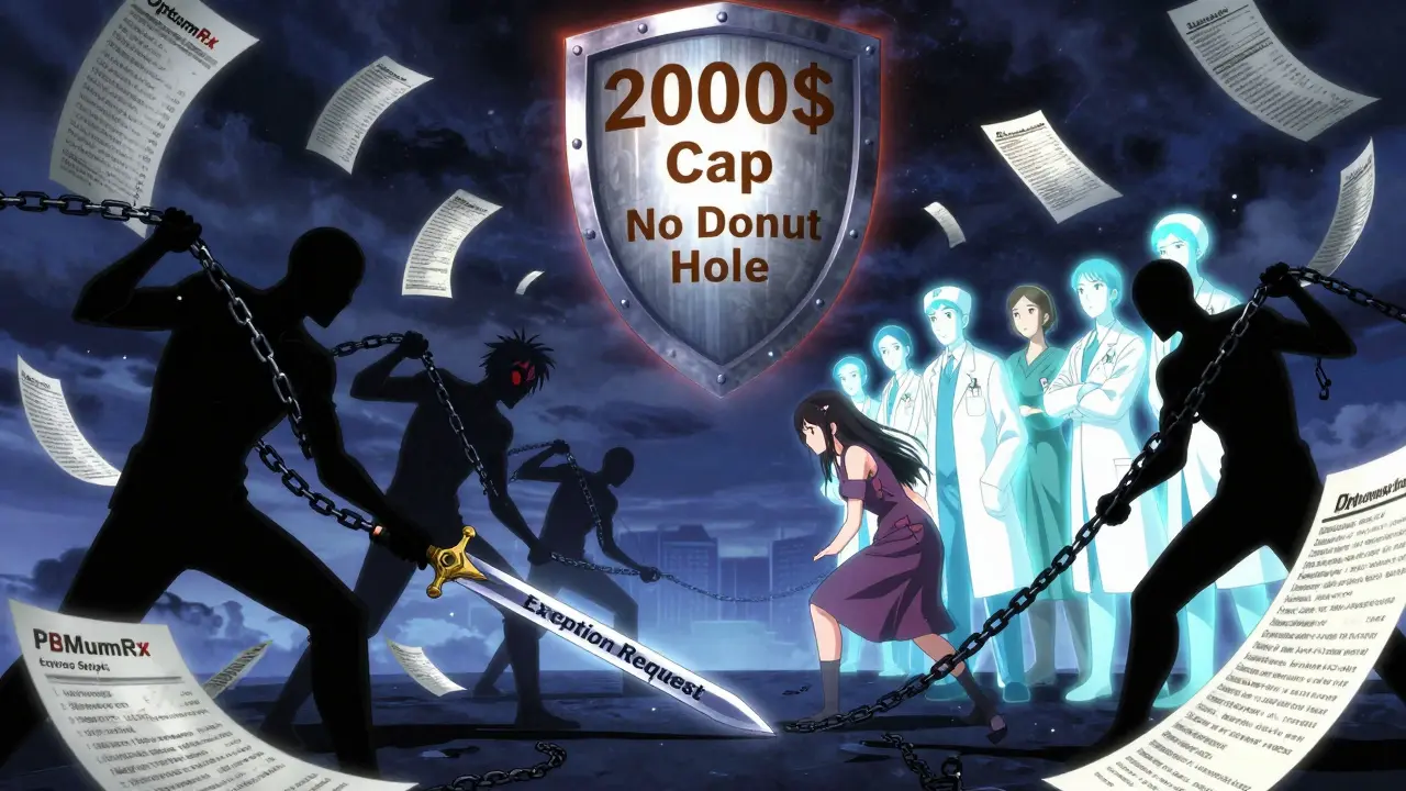 Un patient bataille contre des entités représentant les gestionnaires d'assurance, armé d'une requête d'exception sous un bouclier Medicare.