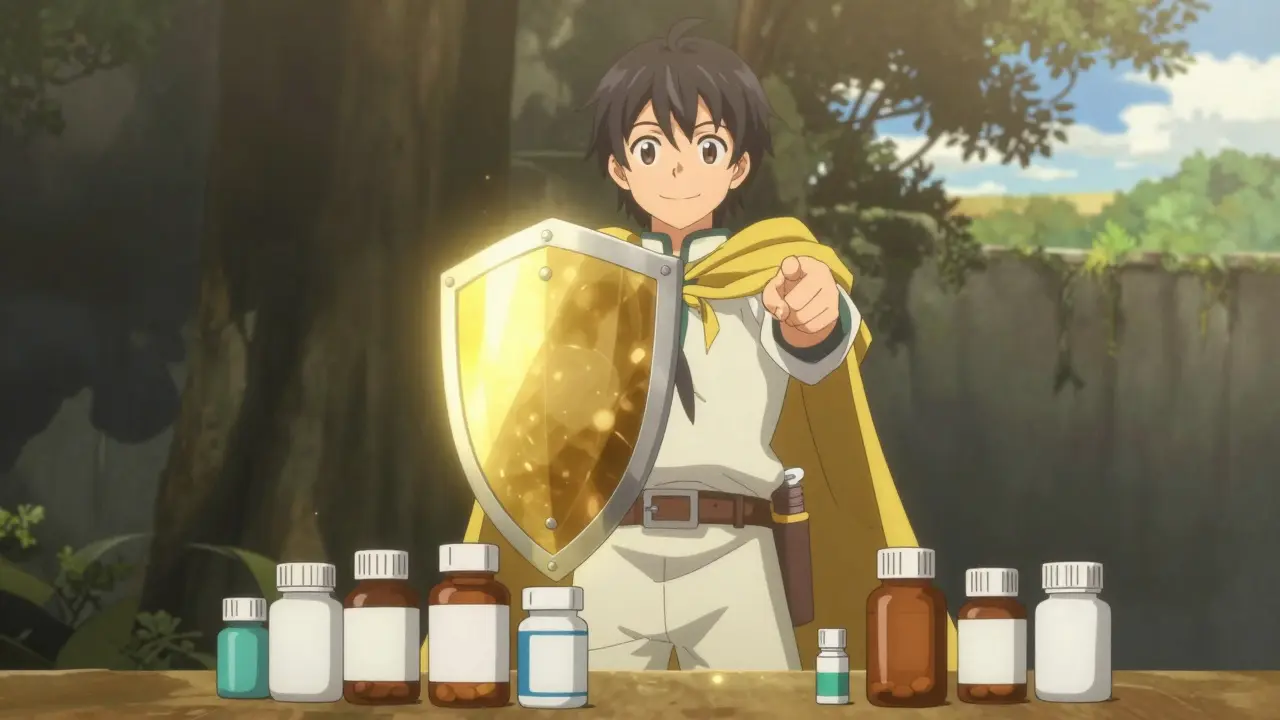 Personnage anime victorieux et en bonne santé après une gestion correcte des doses.