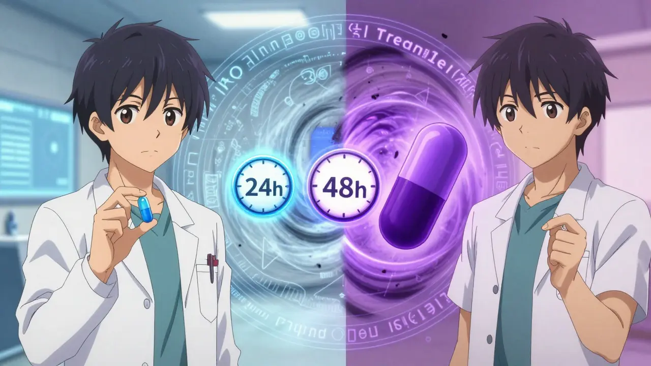 Comparaison des délais d'attente entre Sildénafil et Tadalafil en style manga